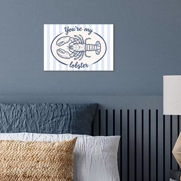 Kreeft - Illustratie - Liefde - Blauw - Decoratie poster papier klein -sfeer2