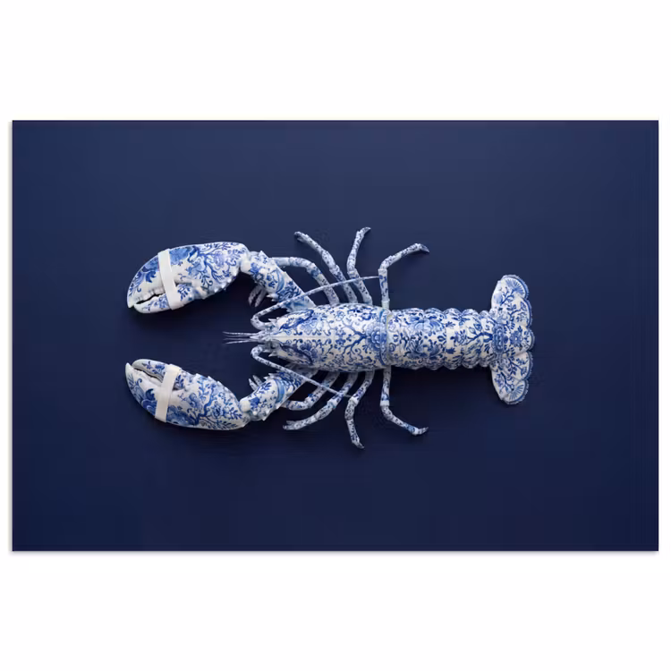 Kreeft - Porselein - Delfts - Blauw poster papier klein -3d