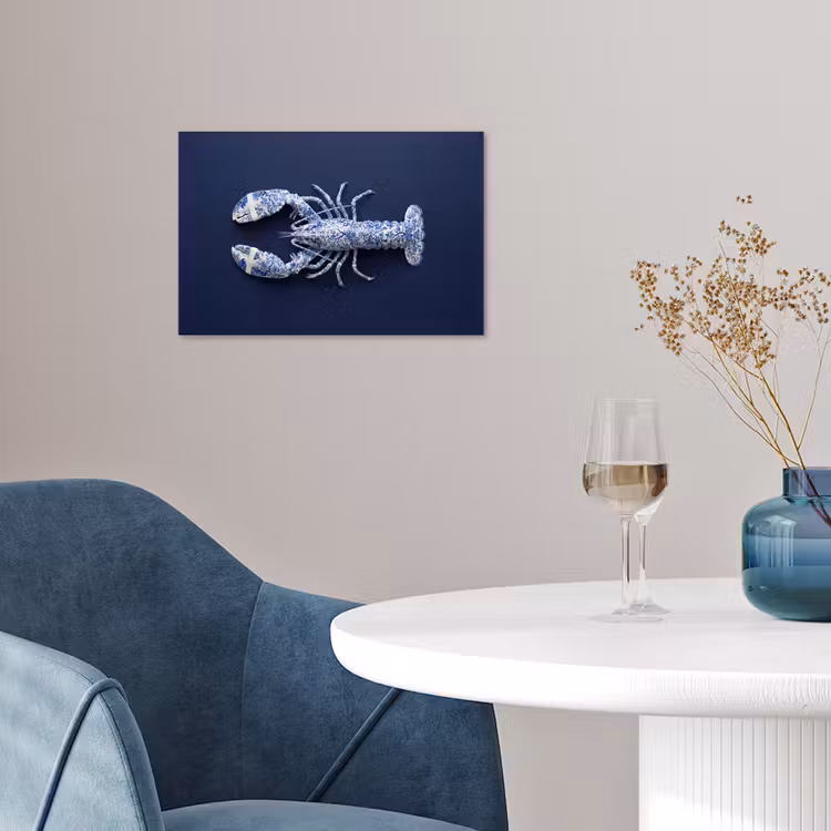 Kreeft - Porselein - Delfts - Blauw poster papier klein -sfeer3