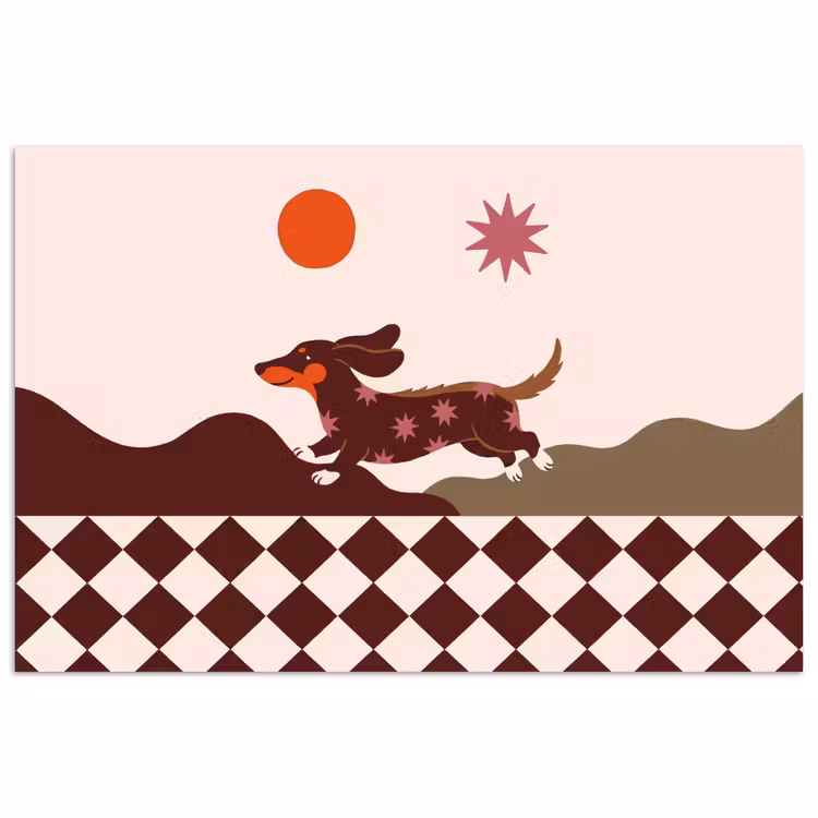 Hond - Abstract - Dieren - Modern - Bruin poster papier klein -3d