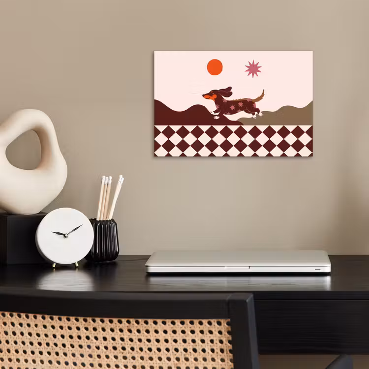 Hond - Abstract - Dieren - Modern - Bruin poster papier klein -sfeer1