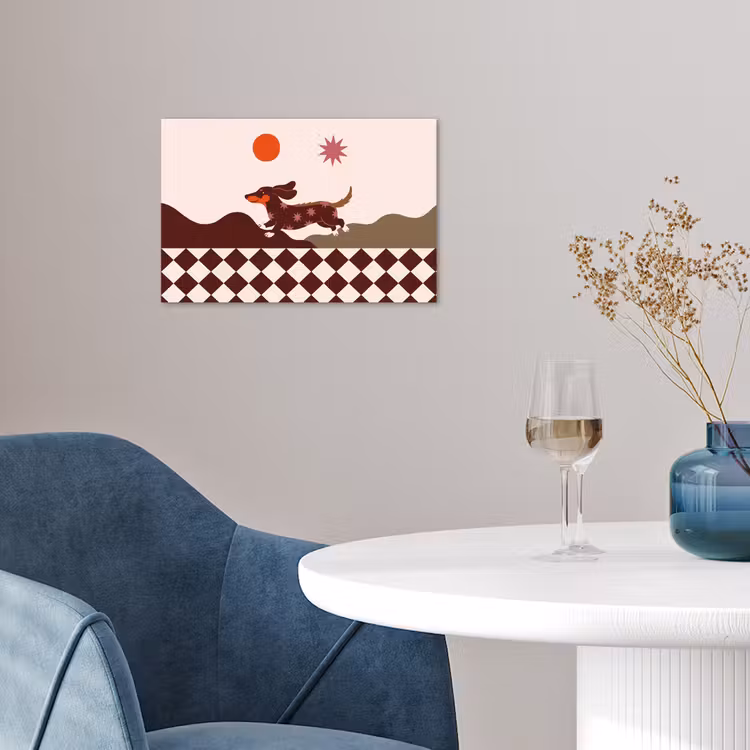 Hond - Abstract - Dieren - Modern - Bruin poster papier klein -sfeer3