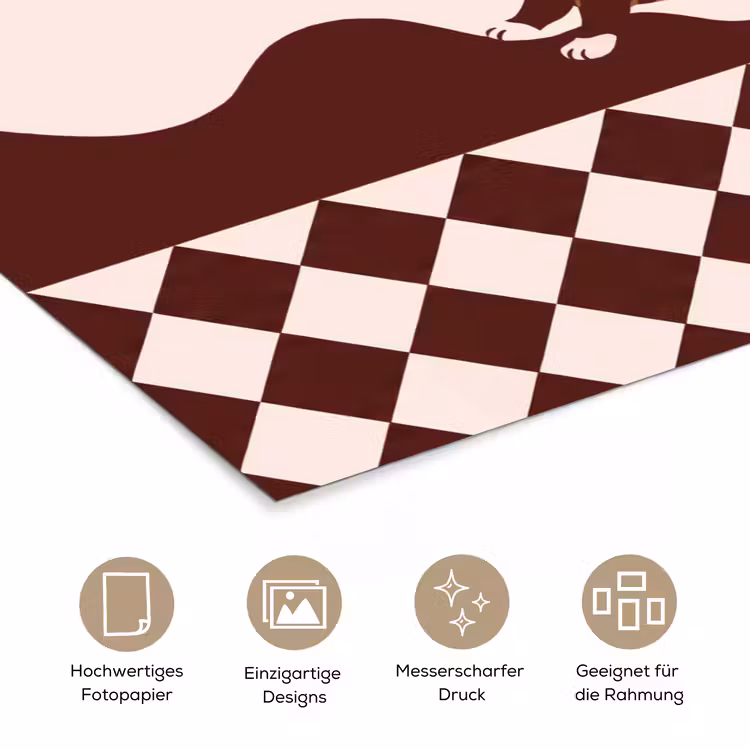 Hond - Abstract - Dieren - Modern - Bruin poster papier klein -tcloseup_DE