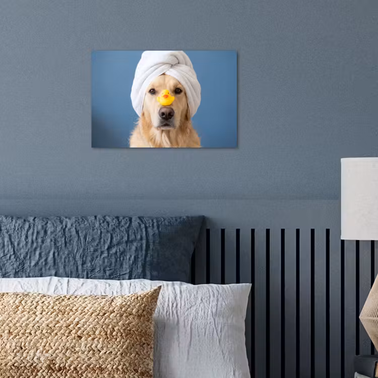 Hond - Badeend - Geel poster papier klein -sfeer2