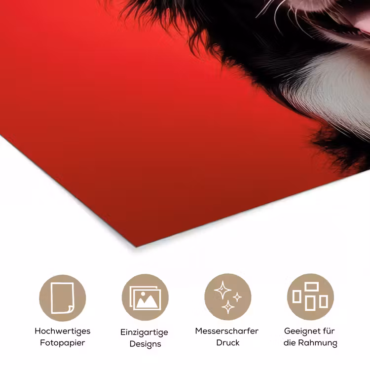 Hond - Hartjesbril - Loveyou - Rood poster papier klein -tcloseup_DE