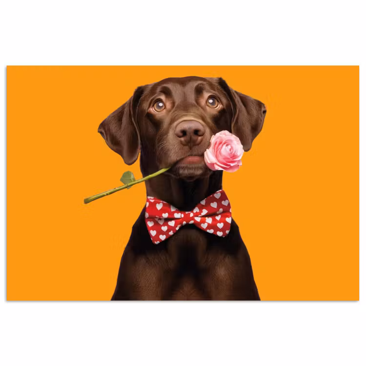 Hond - Oranje - Roos - Valentijn poster papier klein -3d