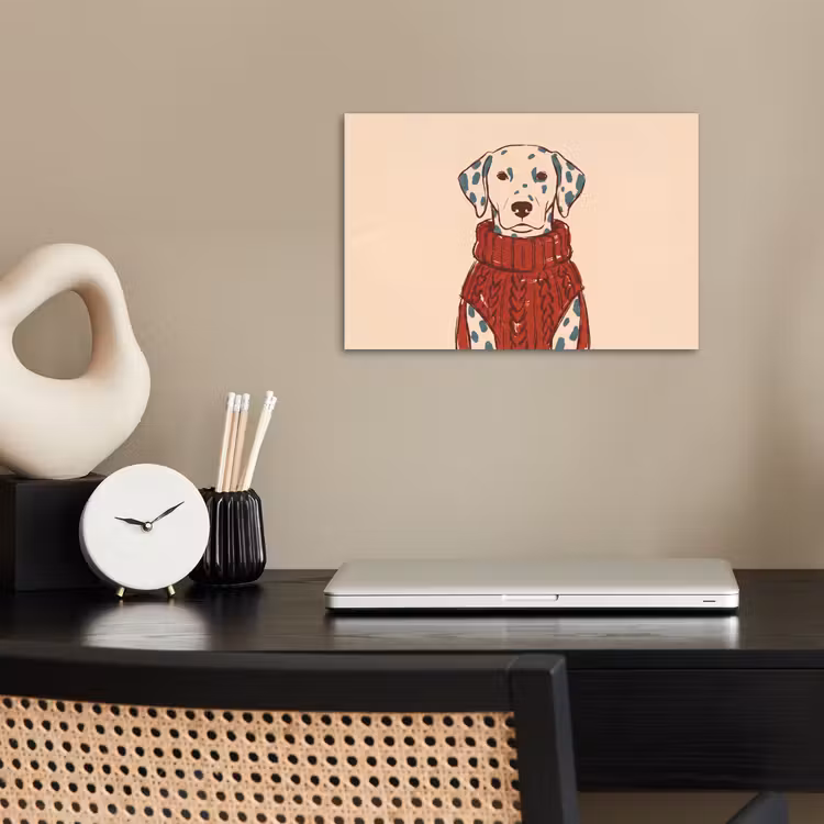 Hond - Trui - Winter - Dieren - Rood poster papier klein -sfeer1