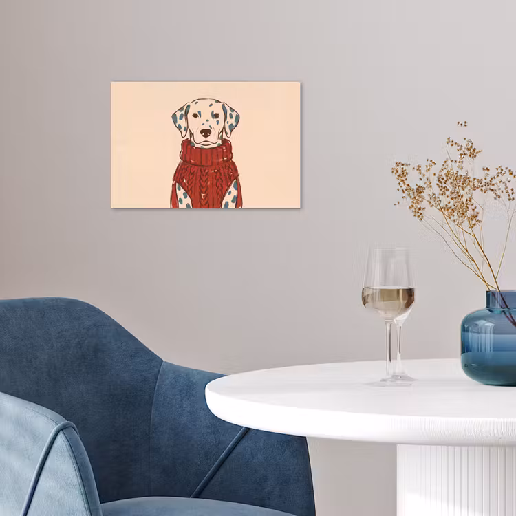 Hond - Trui - Winter - Dieren - Rood poster papier klein -sfeer3