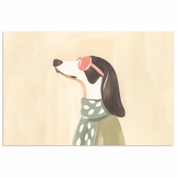 Hond - Zonnebril - Sjaal poster papier klein -3d