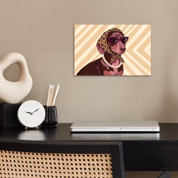 Hond - Zonnebril - Hoofddoek - Dieren - Modern poster papier klein -sfeer1
