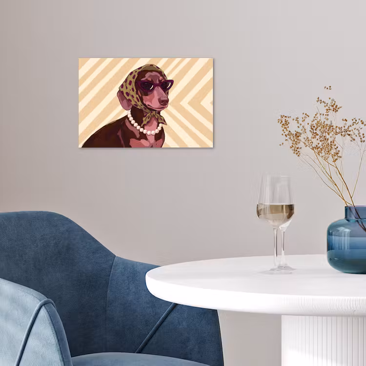 Hond - Zonnebril - Hoofddoek - Dieren - Modern poster papier klein -sfeer3