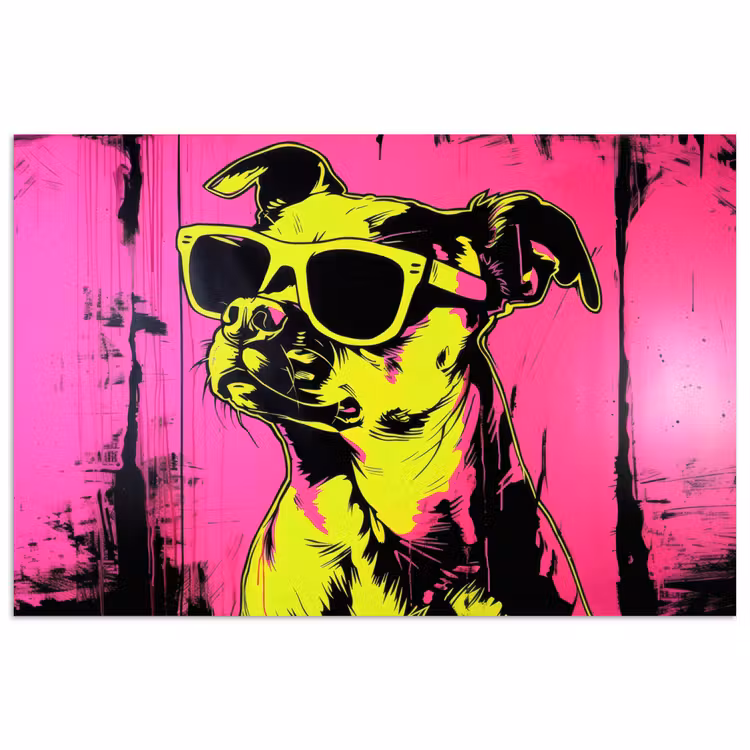 Hond - Zonnebril - Roze - Art poster papier klein -3d