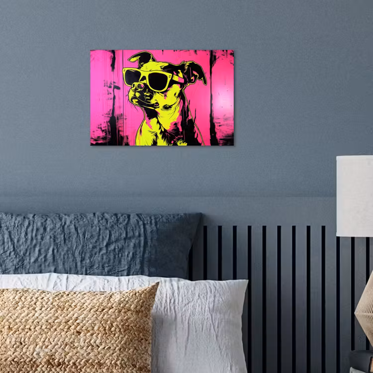 Hond - Zonnebril - Roze - Art poster papier klein -sfeer2