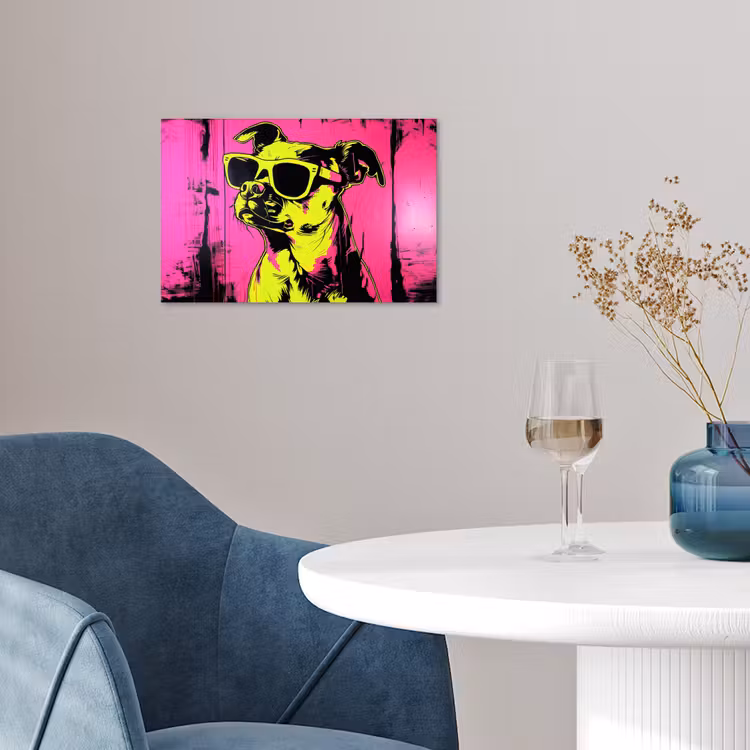 Hond - Zonnebril - Roze - Art poster papier klein -sfeer3