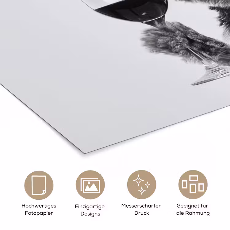Hondje - Wijnglas - Zonnebril - Enthousiast poster papier klein -tcloseup_DE
