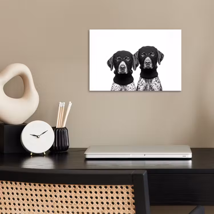 Honden - Bivakmuts - Zwart - wit poster papier klein -sfeer1
