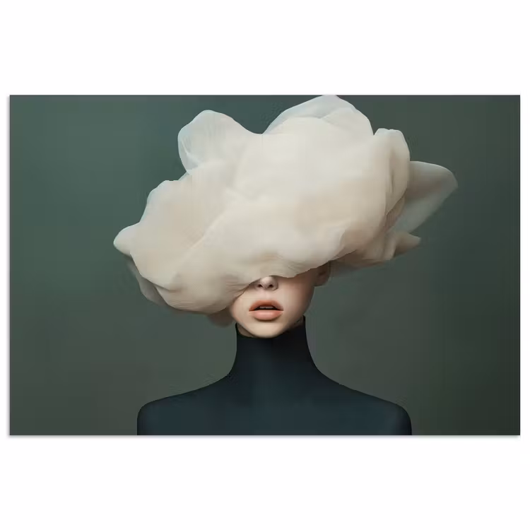 Hoed - Vrouw - Beige poster papier klein -3d