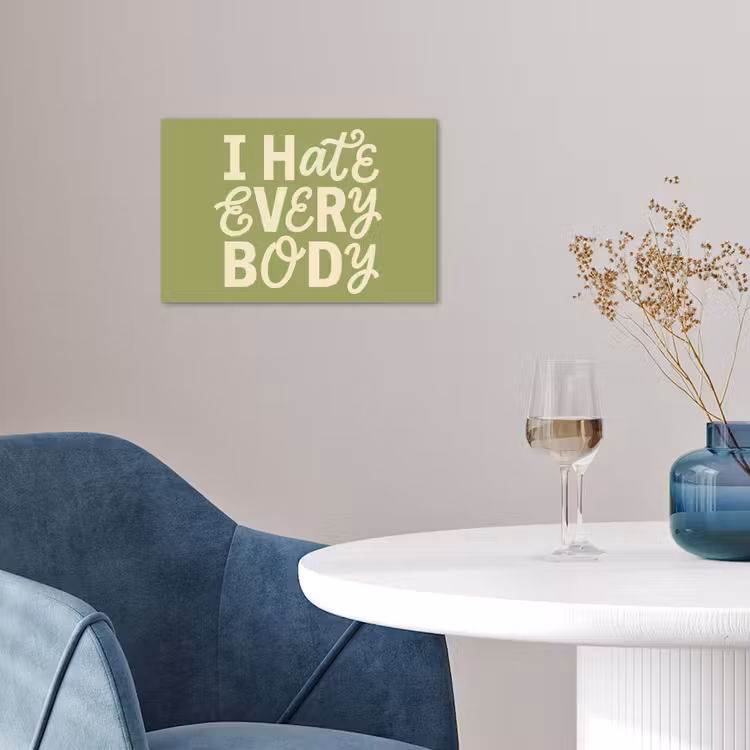 I hate everybody - Groen - Retro poster papier klein -sfeer3