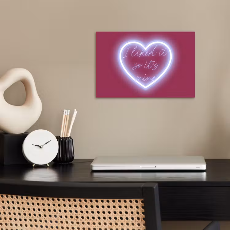 I liked it so it's mine - Neon hart - Roze poster papier klein -sfeer1
