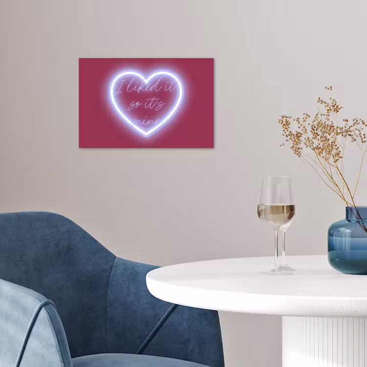 I liked it so it's mine - Neon hart - Roze poster papier klein -sfeer3