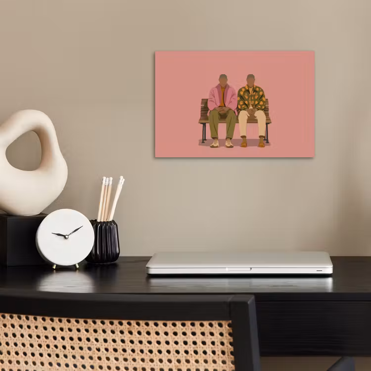 Illustratie - Bankje - Personen - Minimalistisch poster papier klein -sfeer1