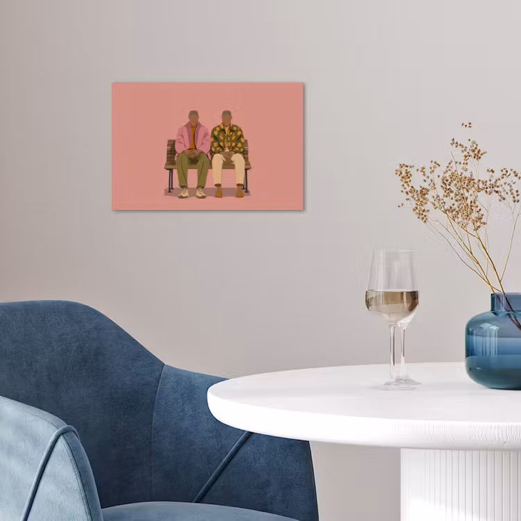 Illustratie - Bankje - Personen - Minimalistisch poster papier klein -sfeer3