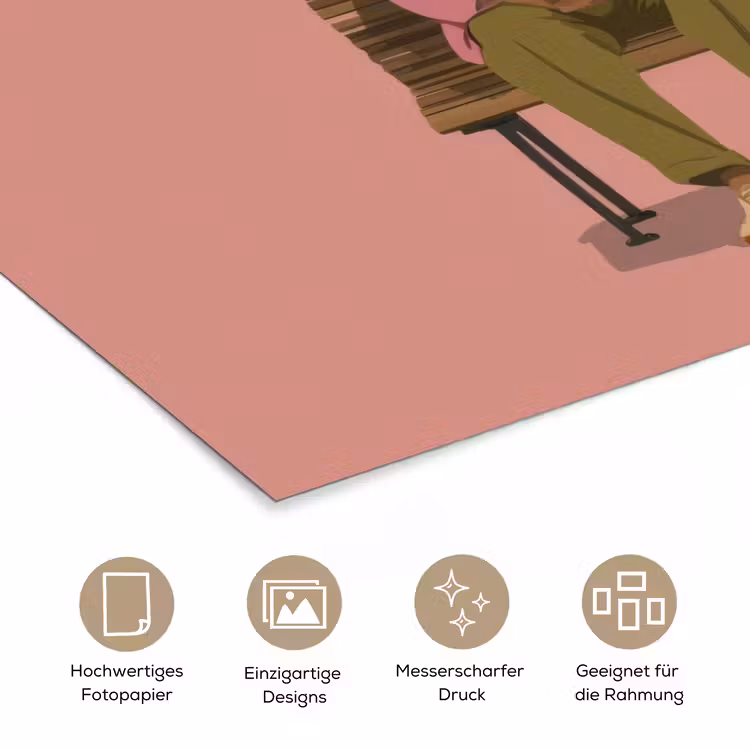 Illustratie - Bankje - Personen - Minimalistisch poster papier klein -tcloseup_DE