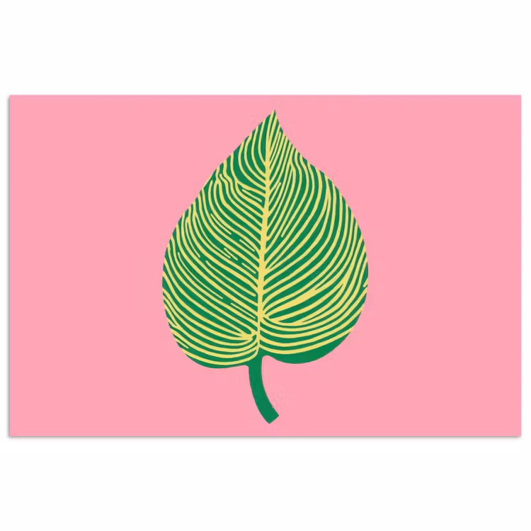 Illustratie - Blad - Minimalistisch - Groen poster papier klein -3d