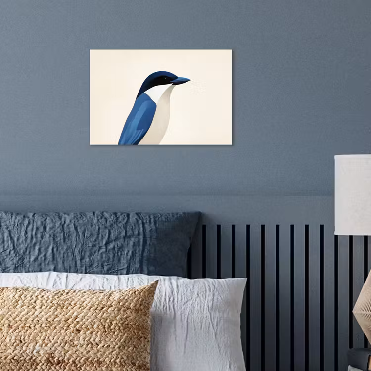 Illustratie - Blauw - Vogel poster papier klein -sfeer2