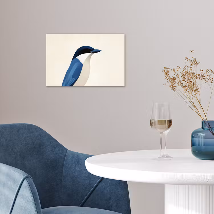 Illustratie - Blauw - Vogel poster papier klein -sfeer3