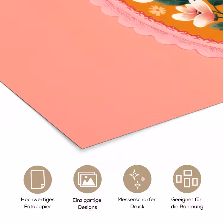 Illustratie - Bloemen - Rand - Roze poster papier klein -tcloseup_DE