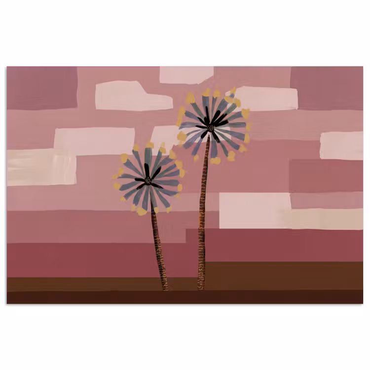 Illustratie - Bloemen - Vlakken - Abstract poster papier klein -3d