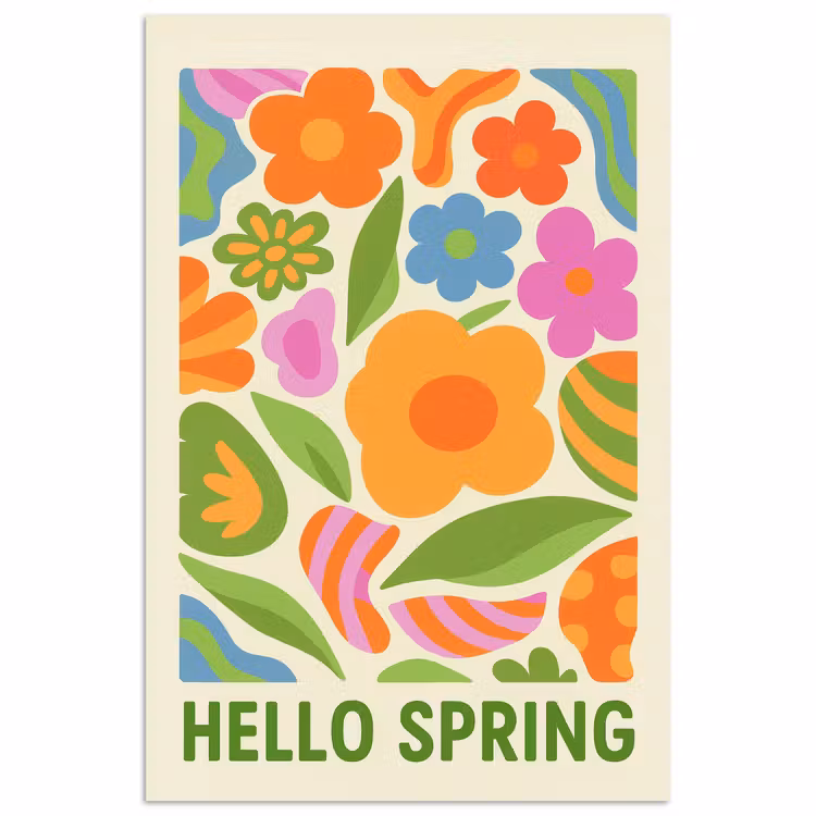 Illustratie - Bloemen - Quote - Kleurrijk poster papier klein -3d