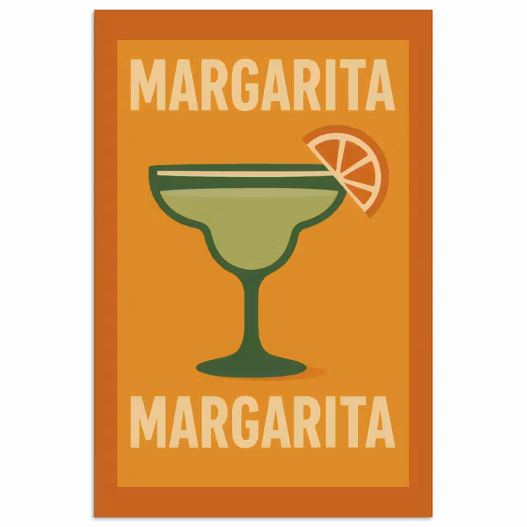 Illustratie - Margarita - Sinaasappelschijf - Oranje poster papier klein -3d