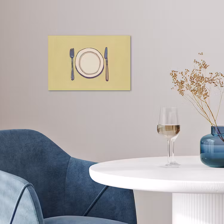 Illustratie - Bord - Bestek - Beige poster papier klein -sfeer3