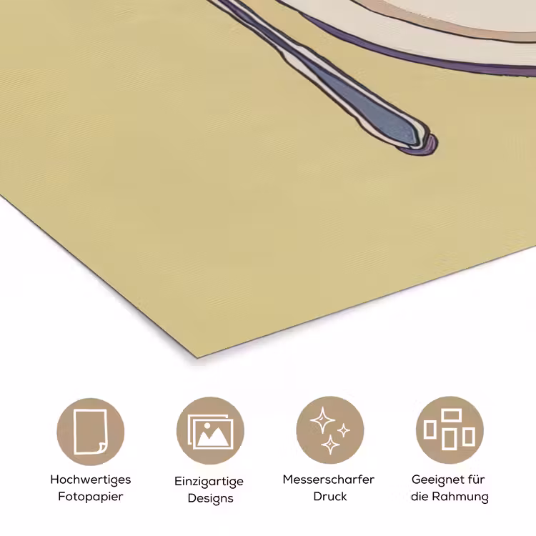 Illustratie - Bord - Bestek - Beige poster papier klein -tcloseup_DE