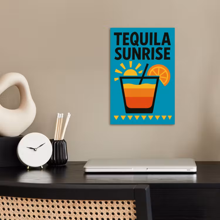 Illustratie - Tequila - Glas - Blauw poster papier klein -sfeer1