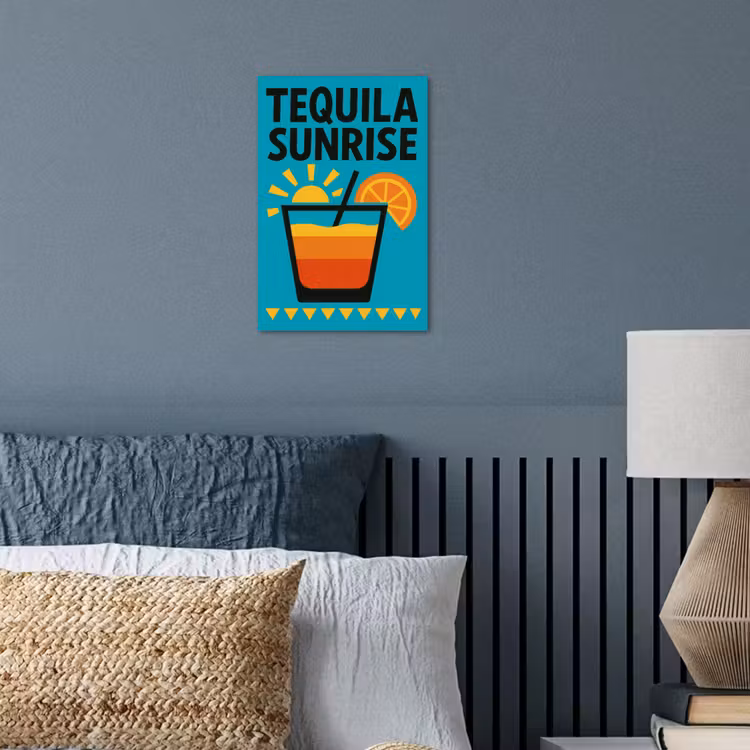 Illustratie - Tequila - Glas - Blauw poster papier klein -sfeer2