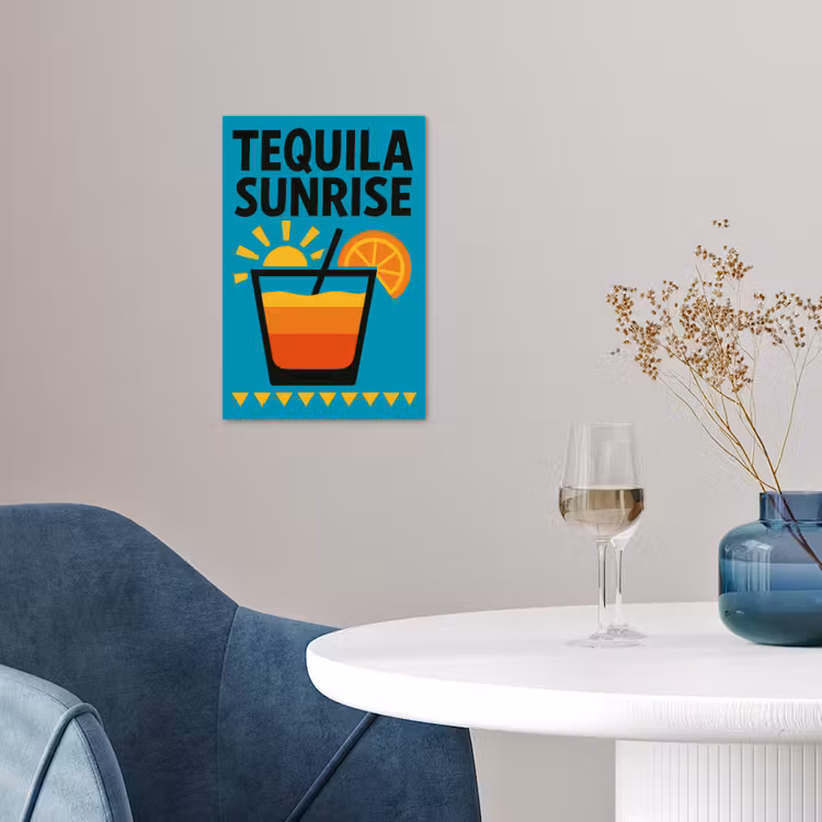 Illustratie - Tequila - Glas - Blauw poster papier klein -sfeer3