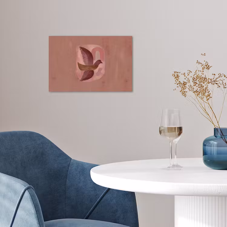 Illustratie - Vogels - Abstract - Roze poster papier klein -sfeer3