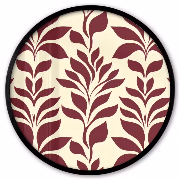 Abstract - Bladeren - Burgundy Fotolijst rond zonder passe partout klein 856 -3d