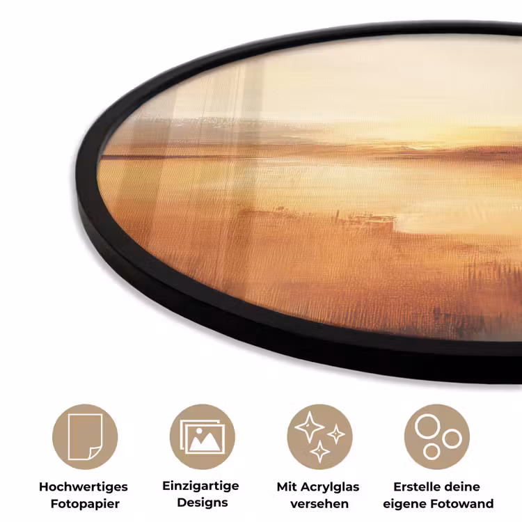 Abstract - Bruin - Modern - Herfst kleuren Fotolijst rond zonder passe partout klein -closeup_DE