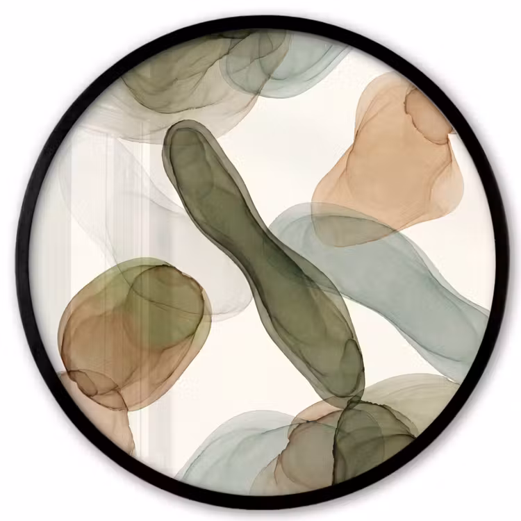 Abstract - Vormen - Modern - Kunst - Groen - Bruin Fotolijst rond zonder passe partout klein -3d