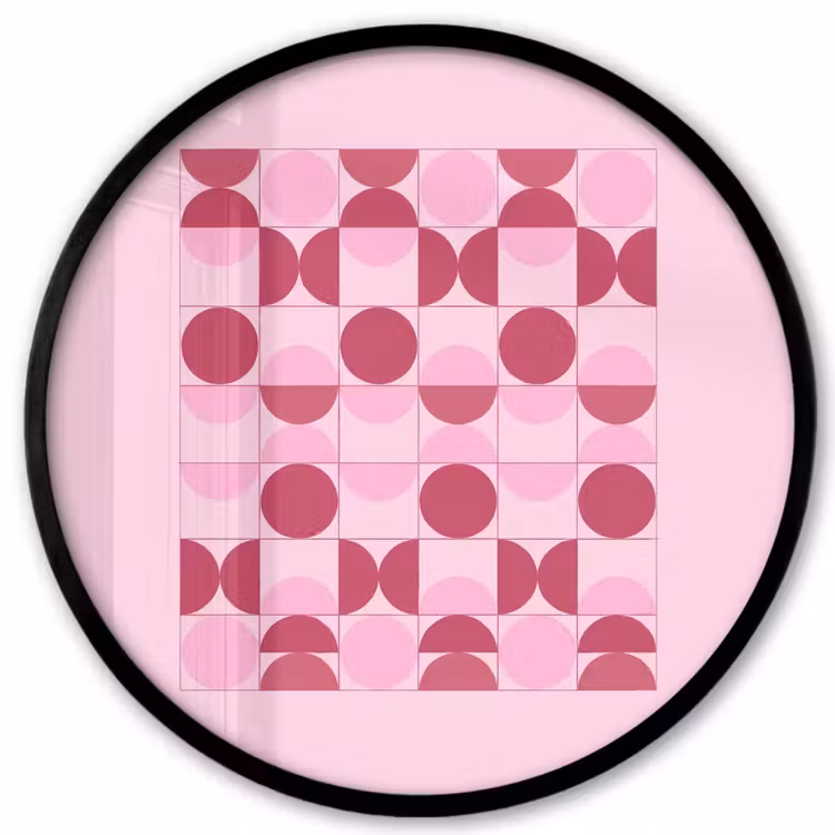 Abstract - Geometrisch - Cirkels - Roze - Modern Fotolijst rond zonder passe partout klein -3d