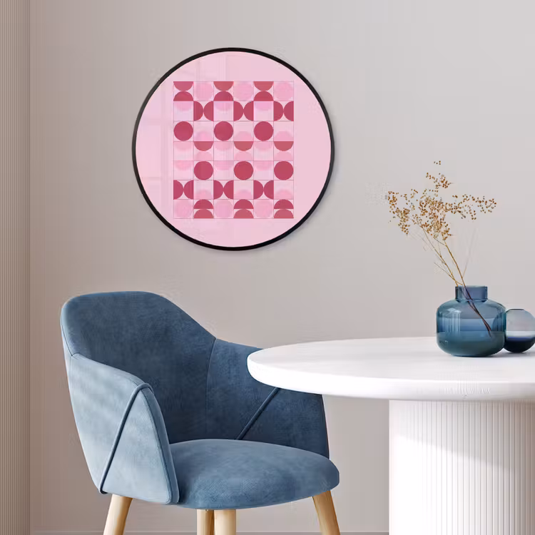 Abstract - Geometrisch - Cirkels - Roze - Modern Fotolijst rond zonder passe partout klein -sfeer2