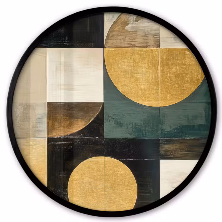 Abstract - Goud - Brons - Vormen - Geometrisch Fotolijst rond zonder passe partout klein -3d