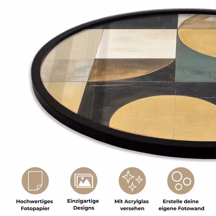 Abstract - Goud - Brons - Vormen - Geometrisch Fotolijst rond zonder passe partout klein -closeup_DE