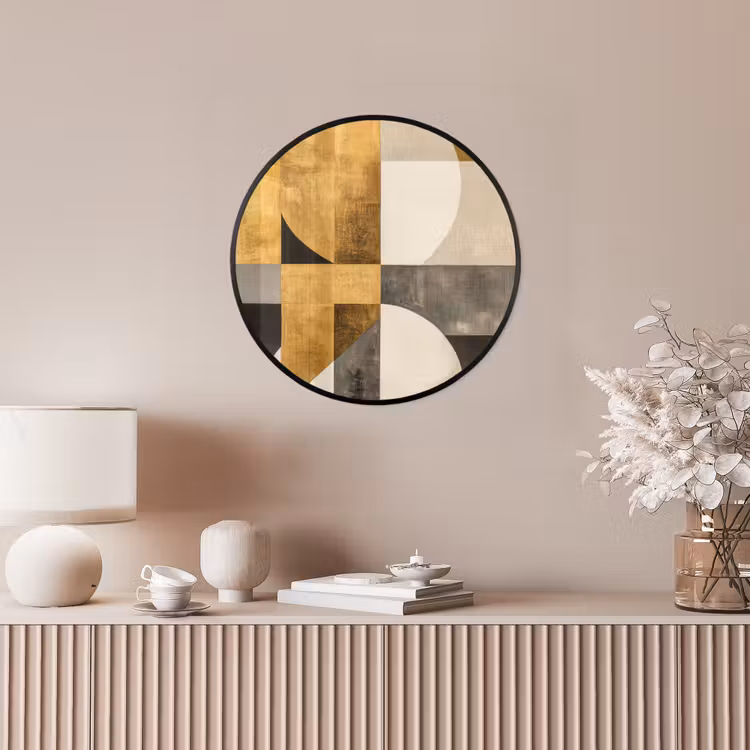 Abstract - Goud - Grijs - Vormen - Geometrisch Fotolijst rond zonder passe partout klein -sfeer3