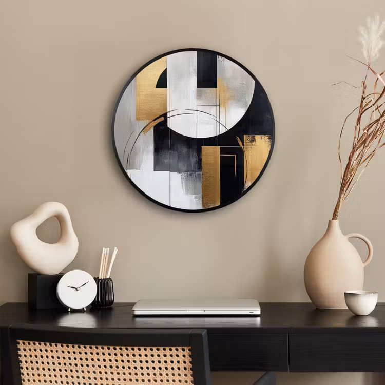 Abstract - Goud - Zilver - Vormen - Aesthetic Fotolijst rond zonder passe partout klein -sfeer1