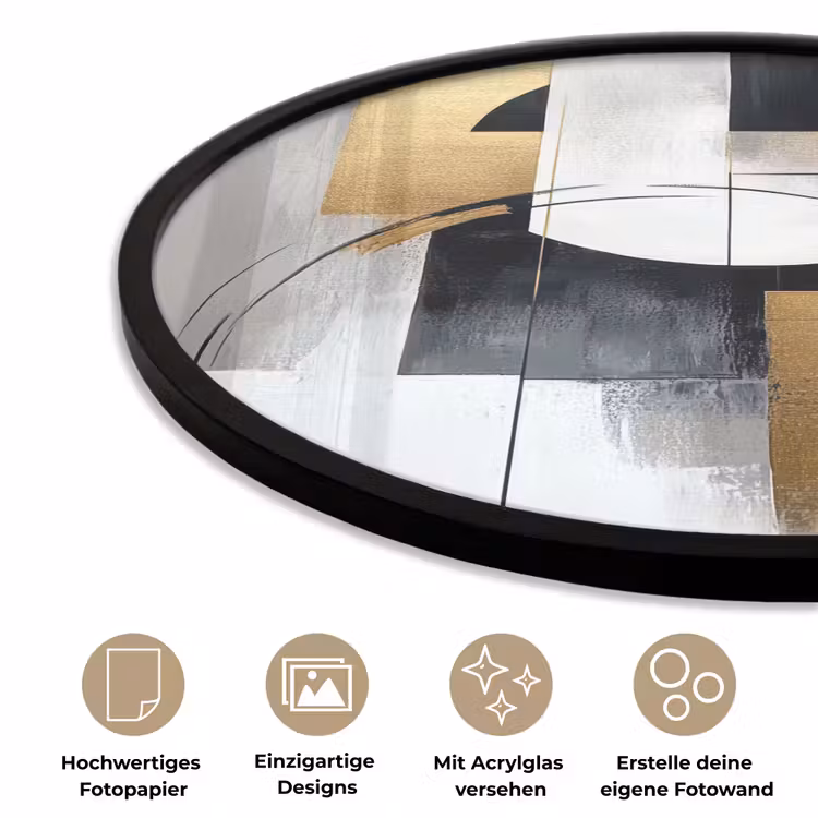 Abstract - Goud - Zilver - Vormen - Aesthetic Fotolijst rond zonder passe partout klein -closeup_DE